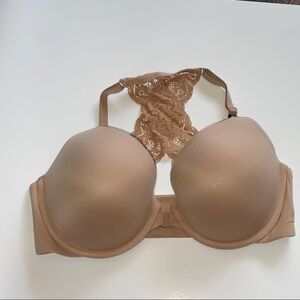 Victoria's Secret Tan Racerback Perfect Shape Lace Detail Bra 36D NWTS